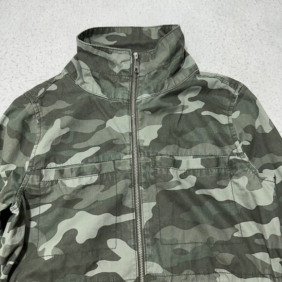 Old Navy Women's Small Full Zip Military Jacket Green Camouflage Patterned - Picture 2 of 12